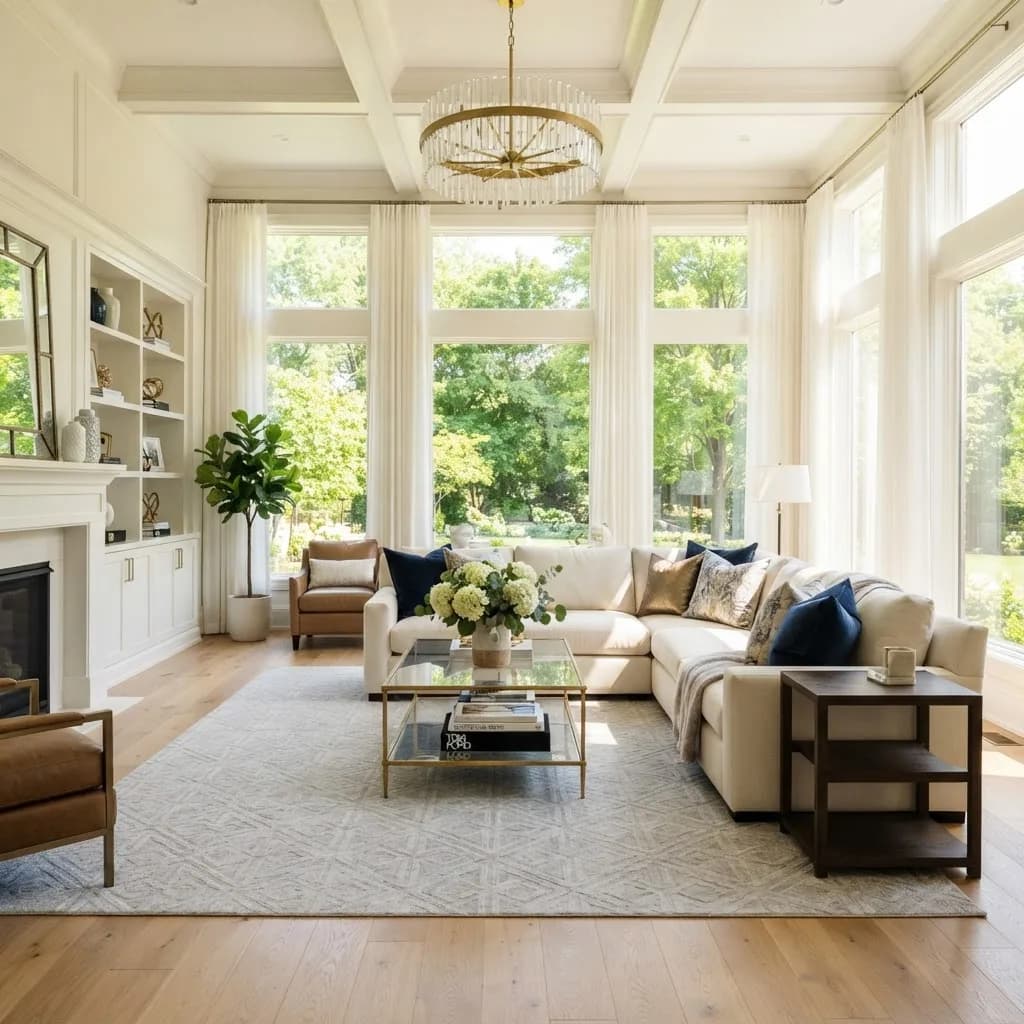 A bright, freshly cleaned living room in a Greater Pittsburgh home